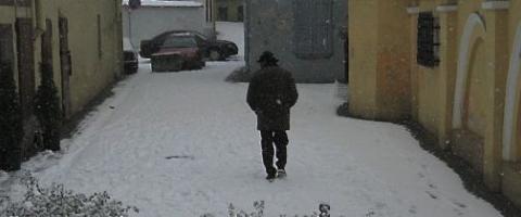 Lone man in winter